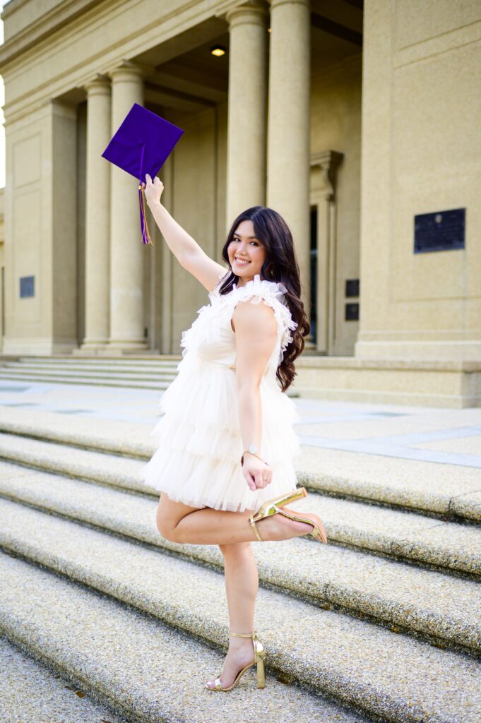 LSU Senior Photos at Memorial Tower on LSU Campus in Baton Rouge, Louisiana