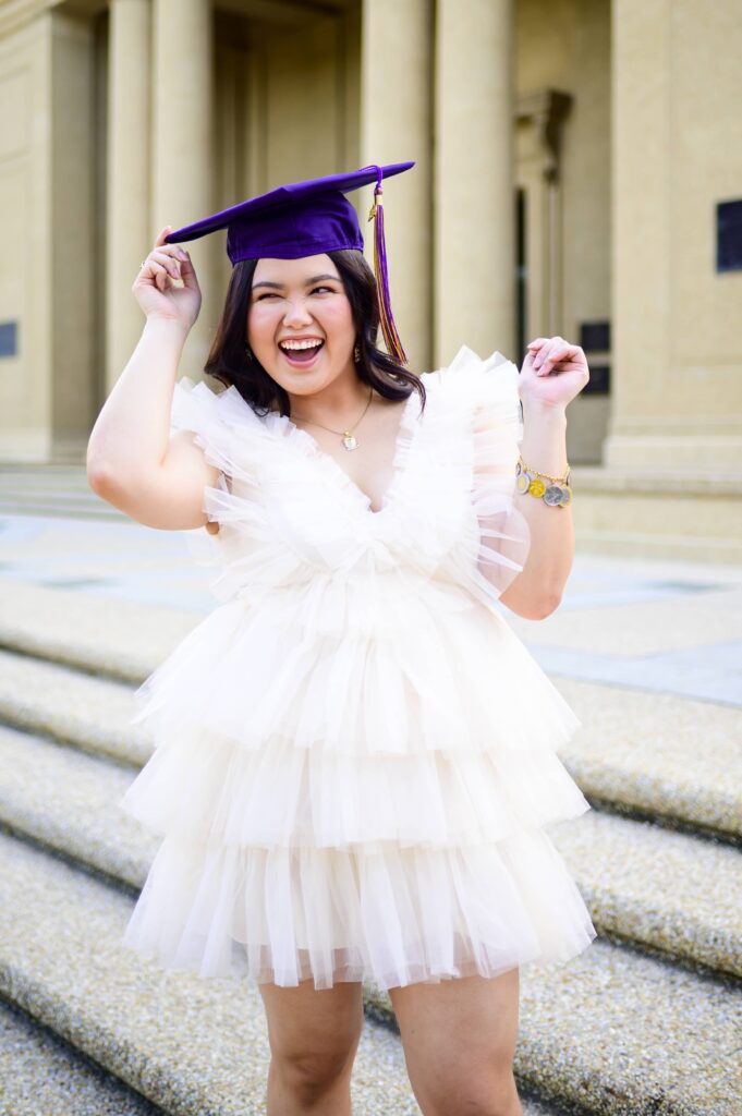 LSU Senior Photos at Memorial Tower on LSU Campus in Baton Rouge, Louisiana