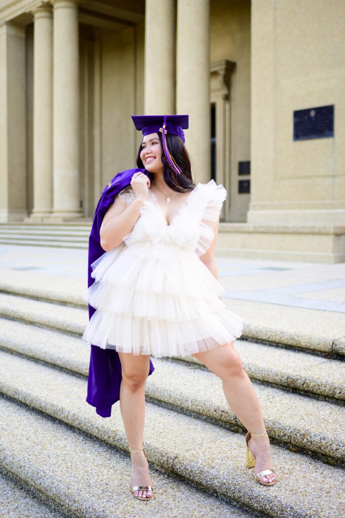 LSU Senior Photos at Memorial Tower on LSU Campus in Baton Rouge, Louisiana