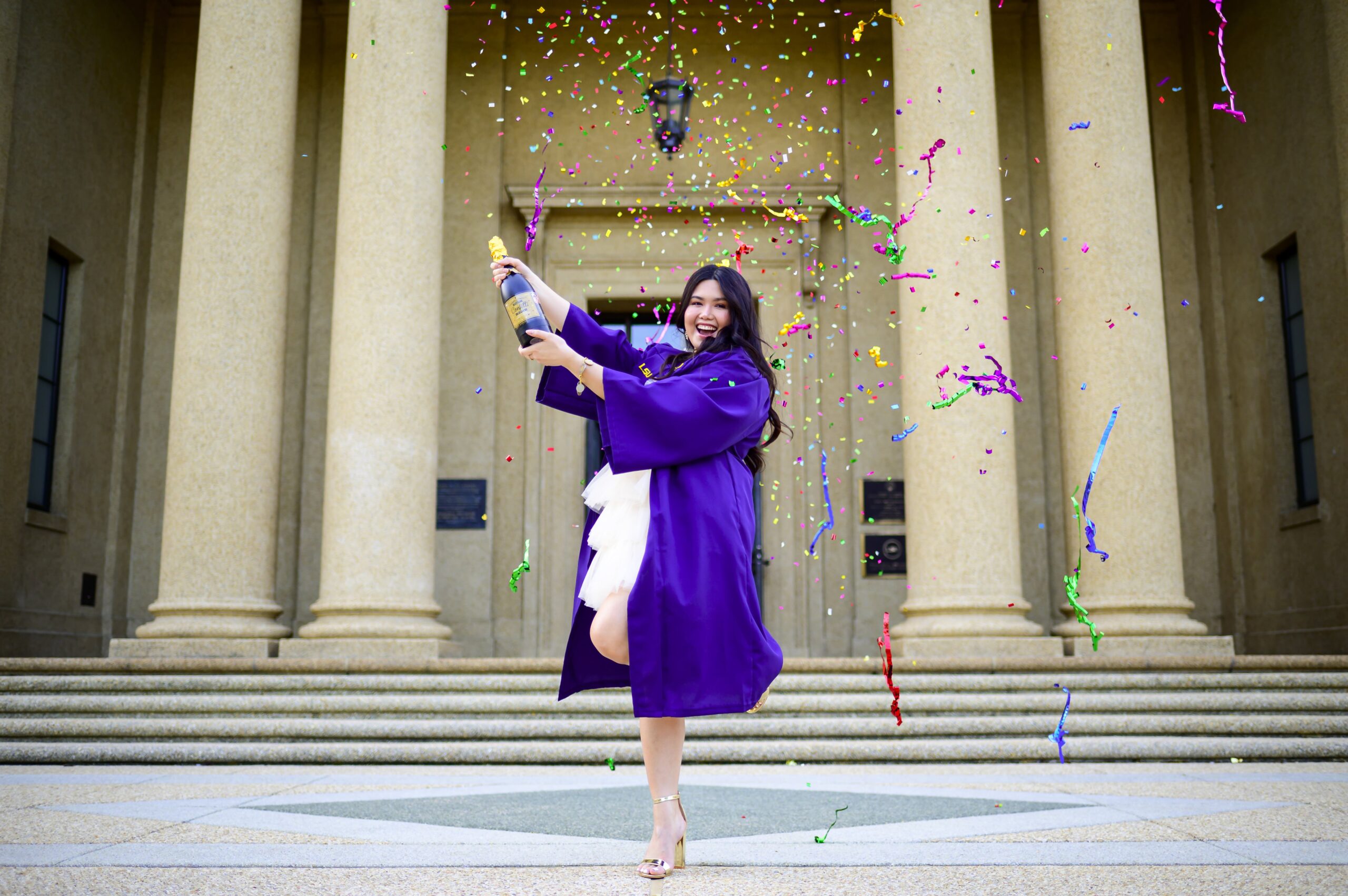 LSU Senior Photos at Memorial Tower on LSU Campus in Baton Rouge, Louisiana