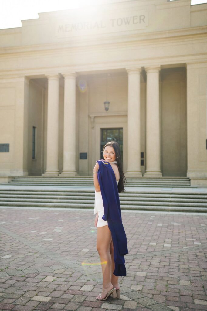LSU Senior Graduation Portraits at Memorial Tower at LSU in Baton Rouge, LA