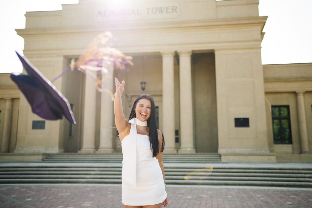 LSU Senior Graduation Portraits at Memorial Tower at LSU in Baton Rouge, LA