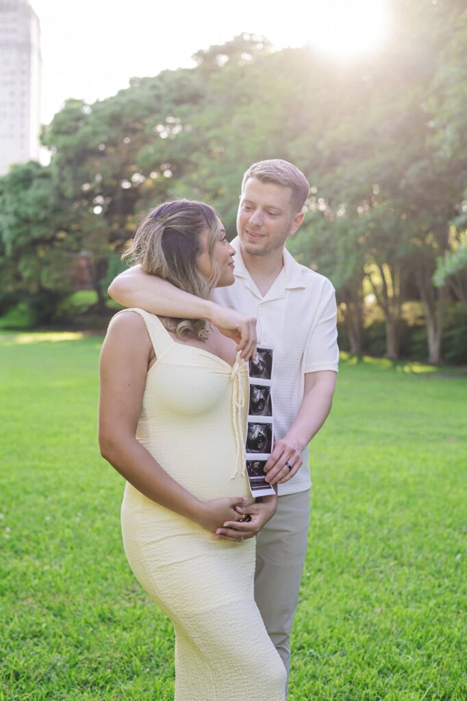 Baby Announcement in Arsenal Park near the State Capital in Baton Rouge, Louisiana