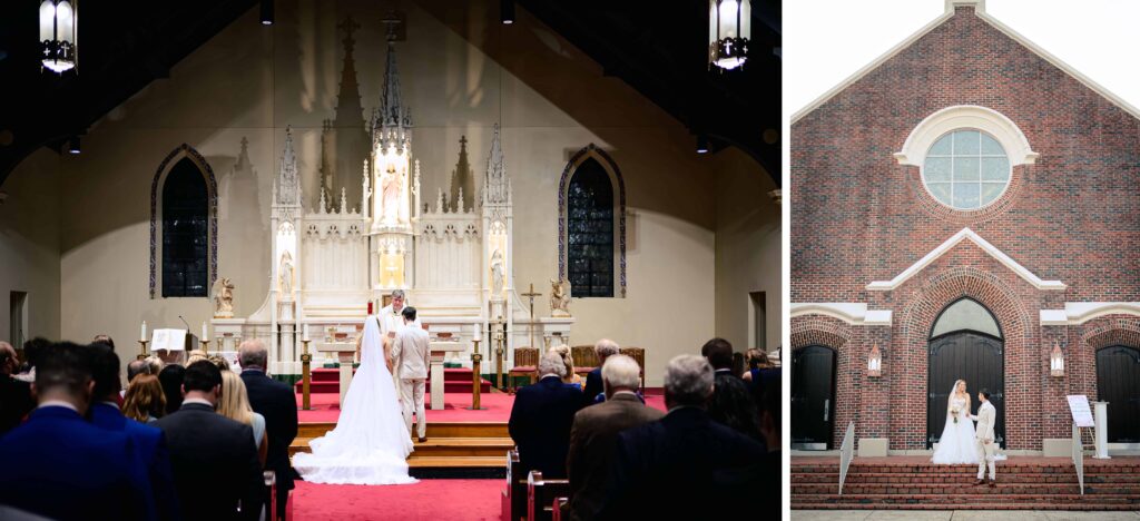 Wedding Ceremony at Sacred Heart Church in Hattiesburg, Mississippi